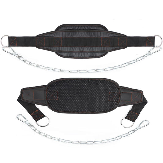 Leesvilary Fitness Dip Belt with Chain for Weight lifting, Dipping Pull Up Belt, Dip Belt Leather Attachment, Powerlifting, and Bodybuilding Workouts Belts, Comfortable Waist Support for Men & Women