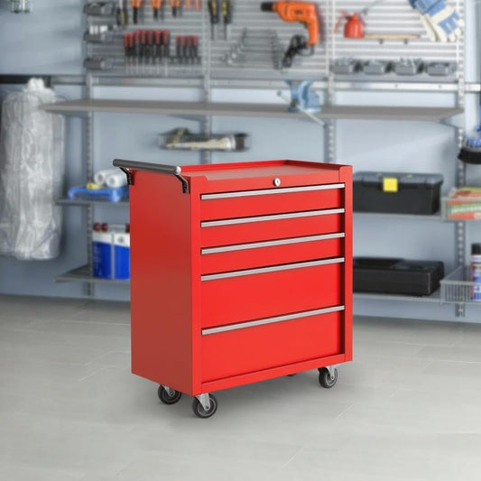 4-Drawer Rolling Tool Chest with Locking System, Portable Tool Storage Cabinet on Wheels, Secure Organizer Tool Box for Garage, Warehouse, Workshop, and Repair Shop, Heavy Duty Mobile Storage Solution