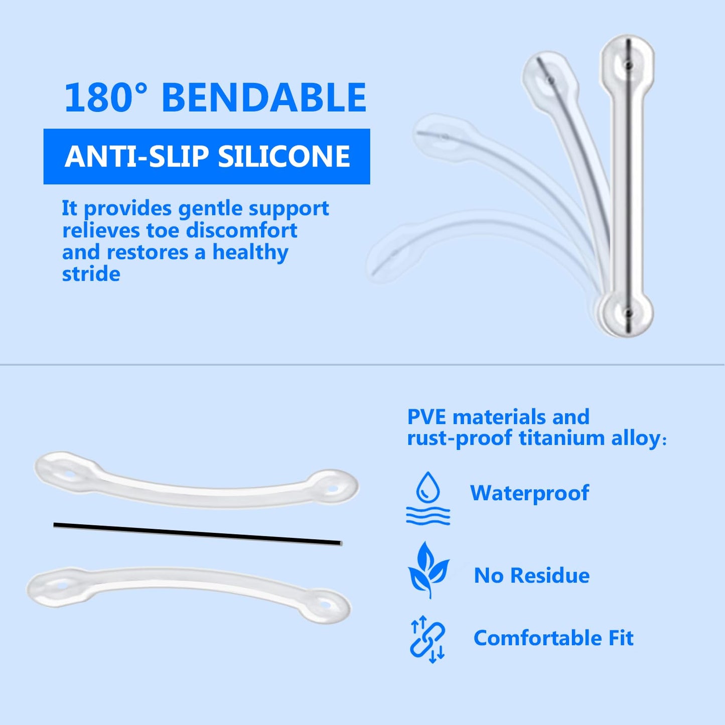Ingrown Toenail Treatment, Toenail Correction Strips for Curved or Ingrown Nails, Ingrown Toe Nail Relief Remover Strips, Quick Relief, Nail Correction, 5 Different Sizes