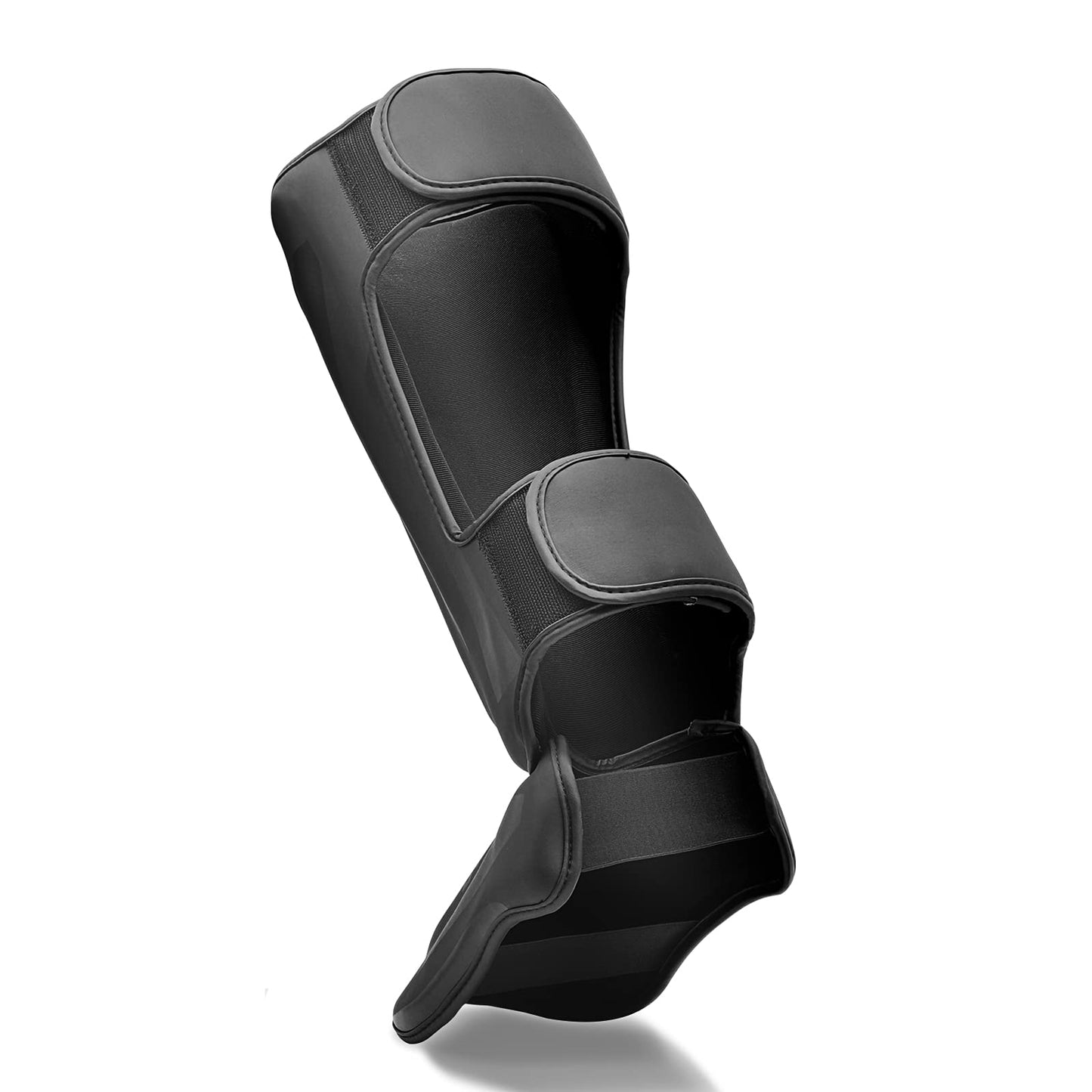 FIVING MMA Martial Arts Shin Guards – Padded, Adjustable Muay Thai Leg Guards with Instep Protection for Kickboxing/MMA Training and Sparring – Durable, Professional MMA Equipment (Black, Medium)