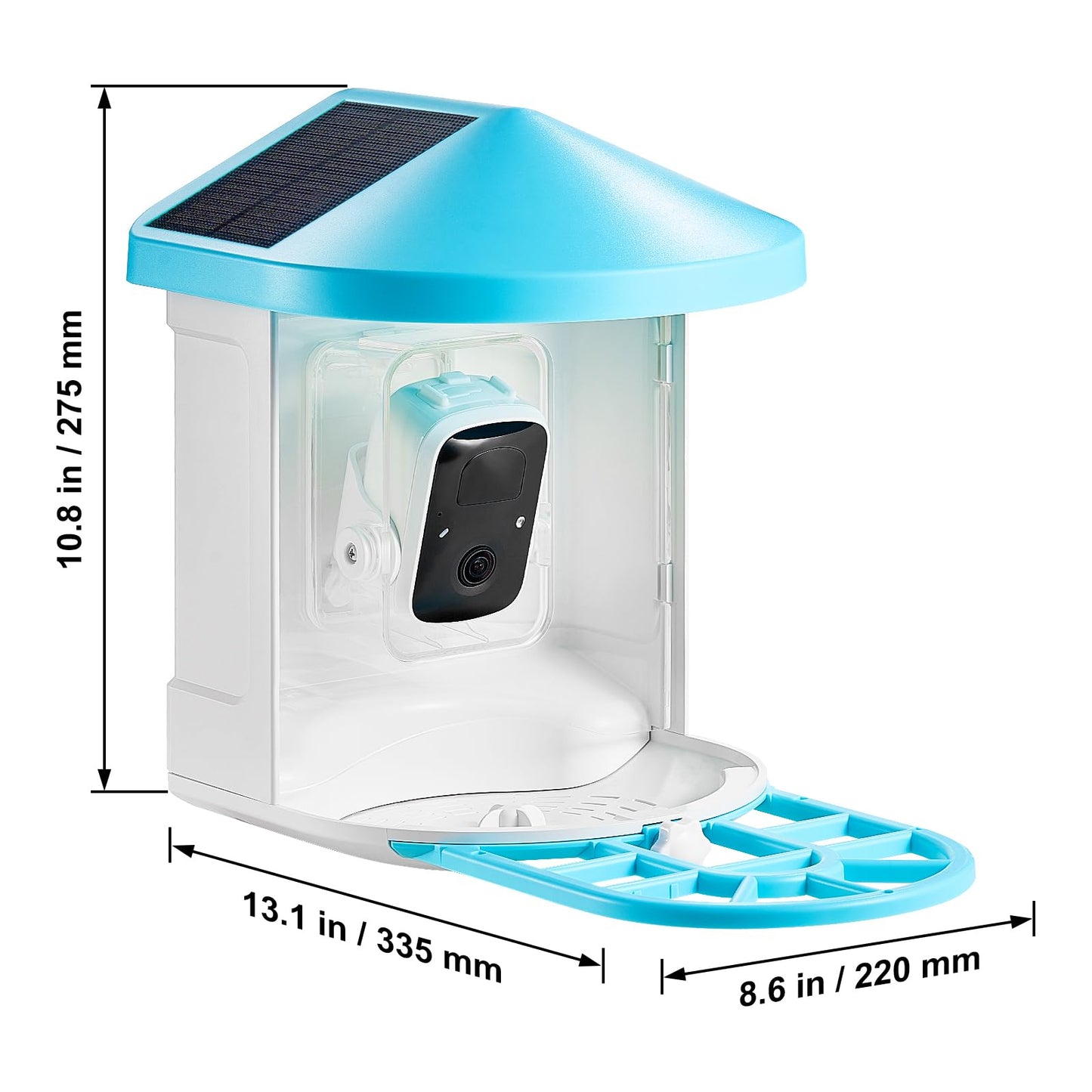 Happybuy Smart Bird Feeder with Camera, 2K HD AI to Identify Over 10000 Bird Species, Solar-Powered with 3 Panels, Auto Capture & Instant Notify for Outdoor Bird Watching, Ideal Gift for Bird Lovers
