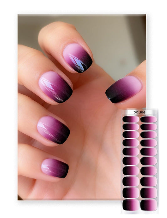 Oauee Semi Cured Gel Nail Strips | Built-In Gel Top Coat | UV Light Required | Salon Quality, Easy Application And Removal (Nocturnal Fuchsia）