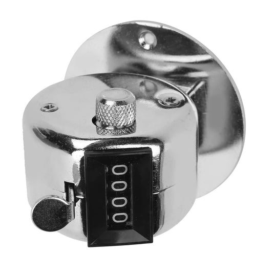 Stainless Steel Tally Counter Handheld Metal Counting Clicker 4-Digit Manual Inventory Tracking Tool for Workshop with Buttons Base Knob