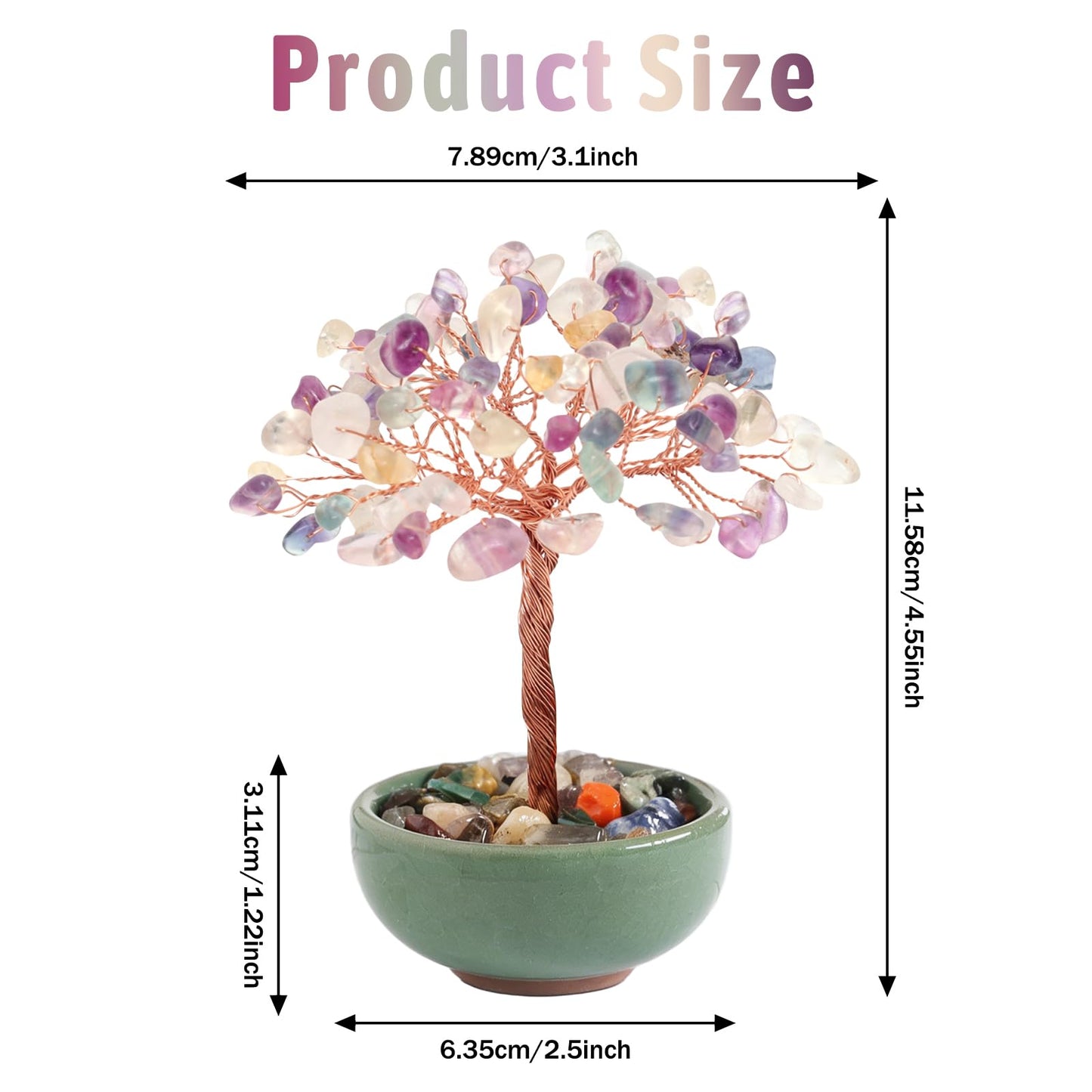 Fsfsdg Tree of Life Natural Crystal Tree Healing Gemstone Bonsai Home Decor Spiritual Decor for Offices
