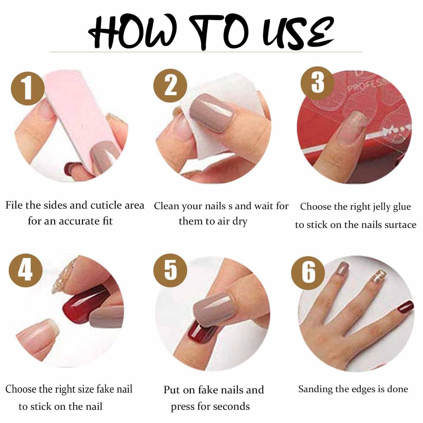 DANMANR Long Press on Nails Marble False Nails Art Full Cover Acrylic Coffin Orange Fake Nails for Women and Girls 24PCS