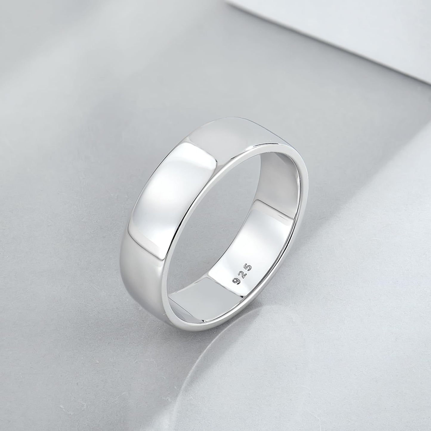 STARCHENIE Solid 925 Sterling Silver 6mm Wedding Band Ring, Comfort Fit High Polish, for Men and Women (Size 7)