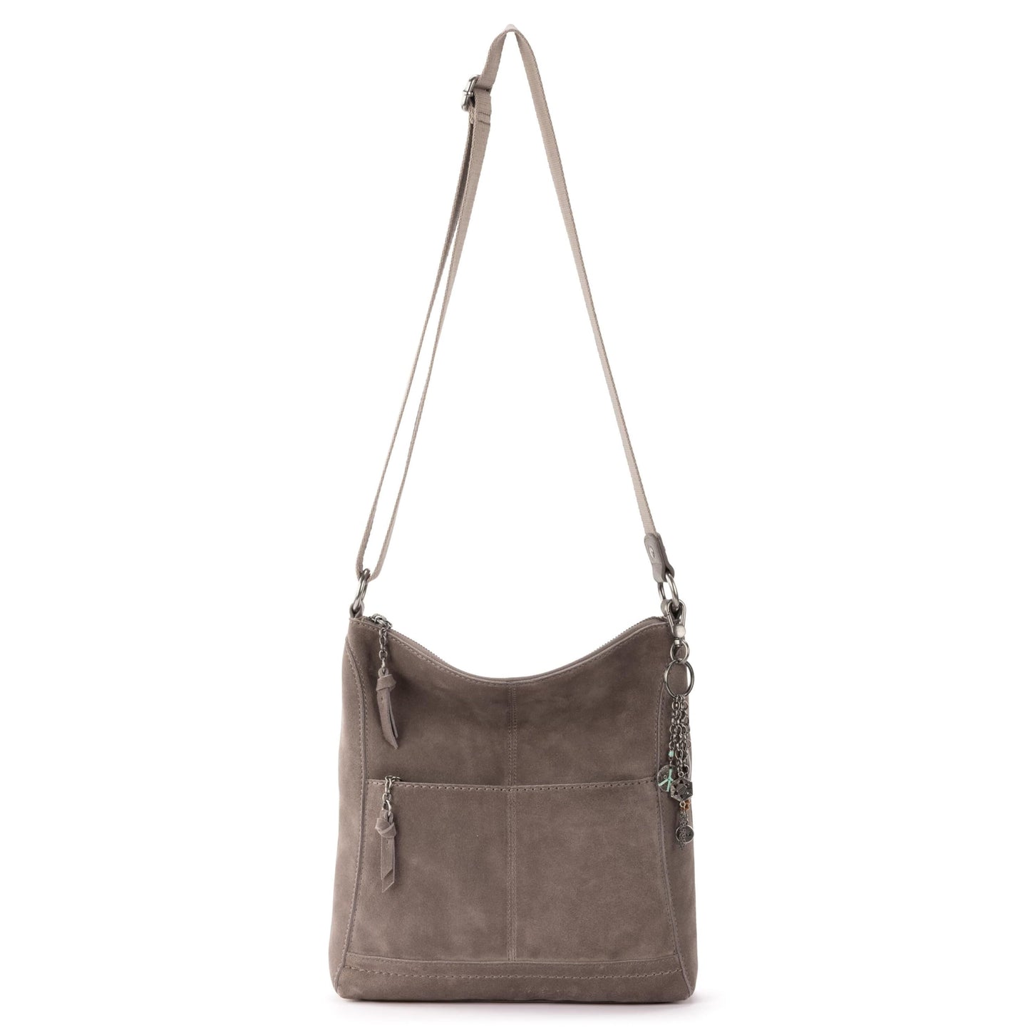 The Sak Lucia Crossbody Bag in Leather, Convertible Purse with Adjustable Strap, Mushroom Suede