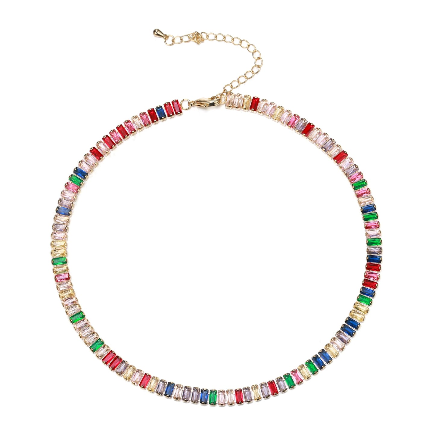 FANZE Sparkly Tennis Necklaces for Women Cubic Zirconia Gold Plated Choker Necklace Dainty Jewelry Gifts for Holiday Wedding Party Prom Valentines Day