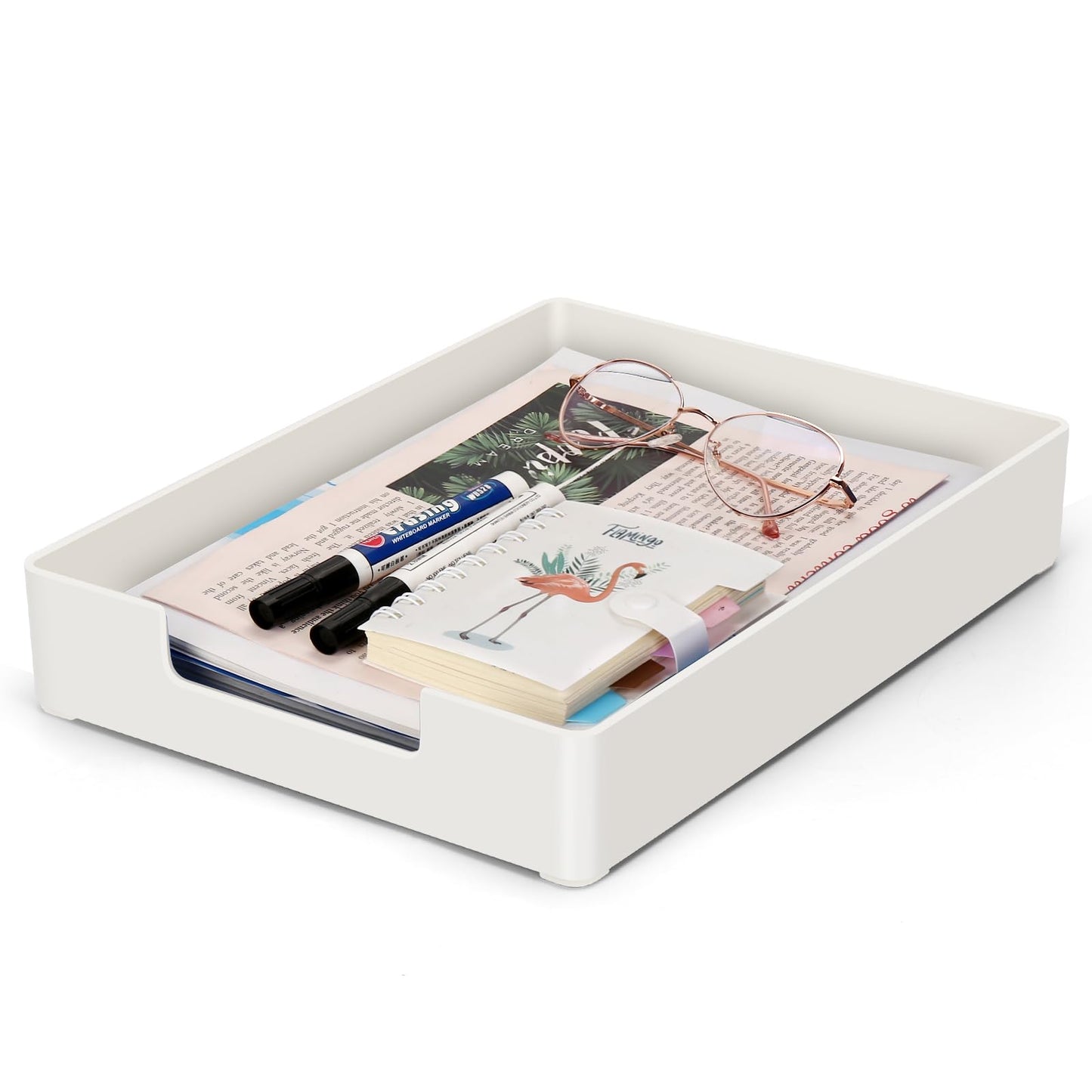 Letter Tray Letter Organizer Paper Tray, Desk Drawer Organizer for Office Supplies, Magazines, Folders, File,Notebooks, Stationery, Plastic Desk Tray for Desktop, for Home, Office, School, 1 Tier