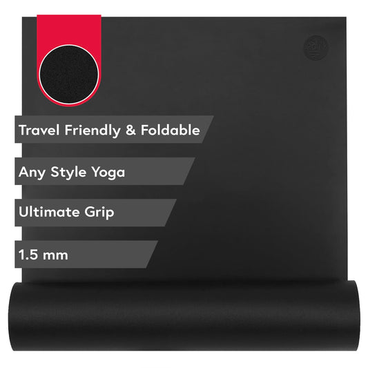 Manduka GRP Adapt Travel Yoga Mat 71" - 1.5mm | Foldable & Travel friendly | Ultimate Grip | Sweat ready for Any Style of Yoga | 71 x 24 x 1/16 inches | Carbon