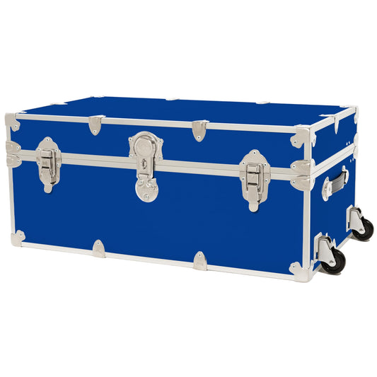 Rhino Trunk & Case Classic Camp & College Trunk with Wheels. 30"x17"x13", 1500+ lbs Capacity - Many Colors, Soft-Close Lid. Strong, USA Made Summer Camp Footlocker and Secure Dorm Storage Chest