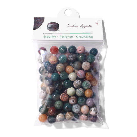 Raicegs 100pcs 8mm India Agate Beads Natural Gemstone Beads Round Loose Beads for Jewelry Making DIY Bracelets Necklace