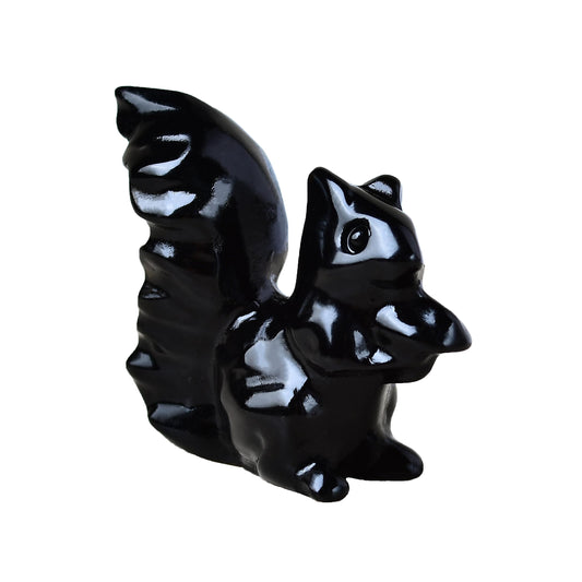 DZJXBZhu Obsidian Squirrel Crystal Healing Stone Spiritual Meditation Pocket Figurine Statue Natural Gemston Hand Carved Polished Home Room Office Desk Decoration Gift Collect