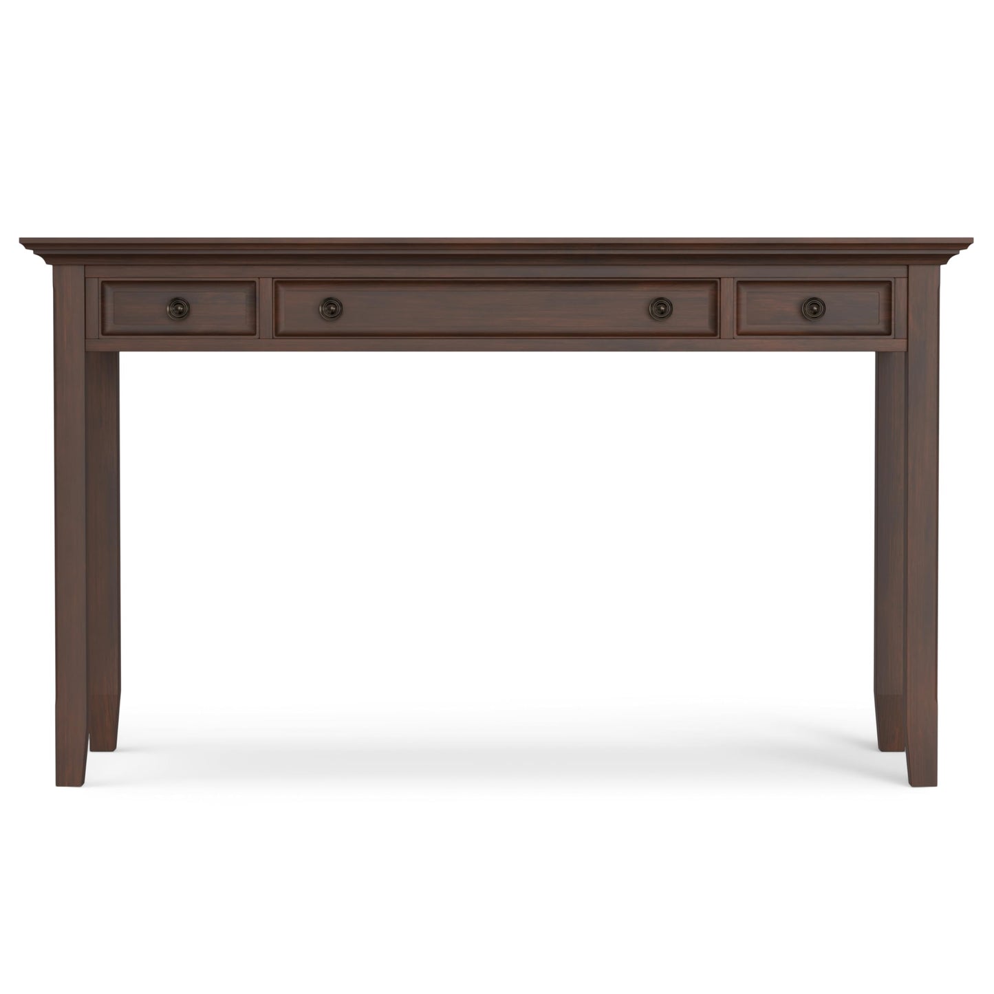 SIMPLIHOME Amherst Desk and Bookcase Bundle - 54 inch Wide Solid Wood Desk with Drawers and 30 inch Wide 5-Shelf Bookcase in Russet Brown, Transitional Home Office Furniture (Set of 2)