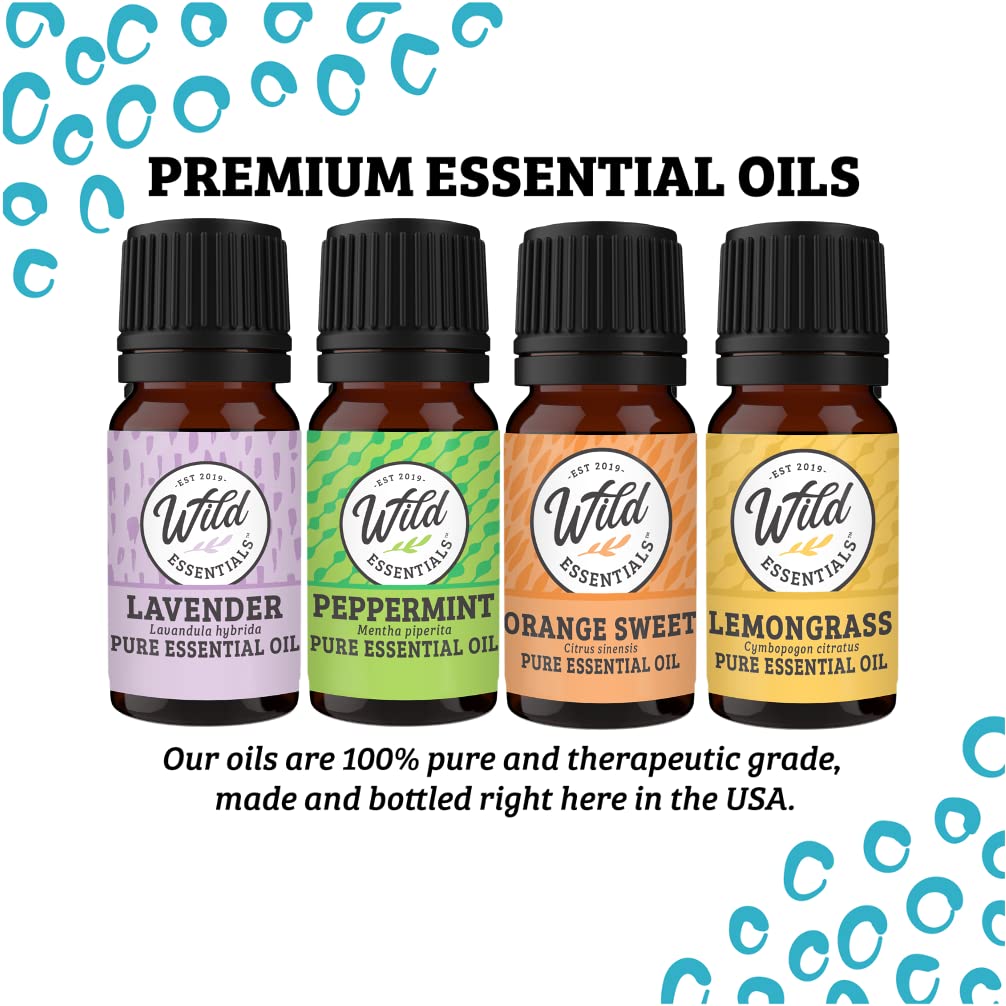 Wild Essentials Sunflower Necklace Essential Oil Diffuser Kit with Lavender, Lemongrass, Peppermint, Orange Oils, 12 Refill Pads, Calming Aromatherapy Gift Set, Customizable Color Changing, Perfume