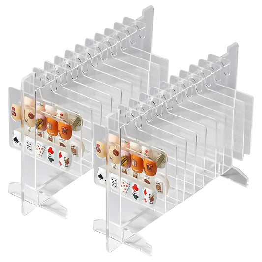 Hapivida 2Pcs Nail Art Display, Acrylic Hanging Transparent Nail Hanger Display Stand Nail Sample Display Stand with 10pcs Hanger