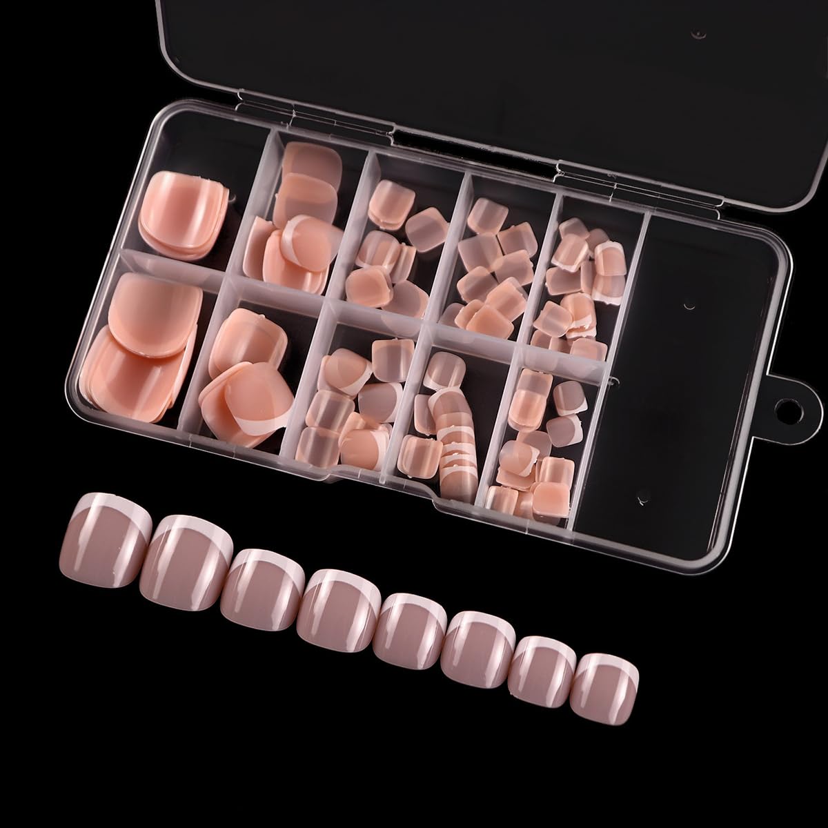 120 Pcs White French Tip Press on Toenails Whtie French Toe Nails Press on with Glue, Glossy Short Square Nude Fake Toenails Full Cover Acrylic Artificial Toenail for Women Girls Manicure