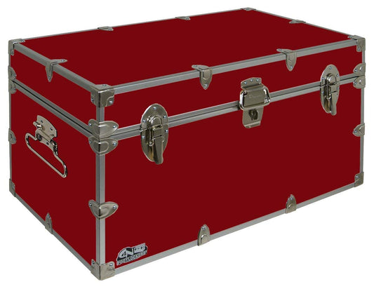 C&N Footlockers - Large Undergrad Storage Trunk - Made in the USA - Only STEEL Footlocker on Amazon - Durable Chest with Lid Stay - 32 x 18 x 16.5 Inches (Red)