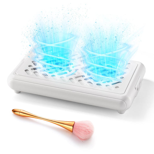 Nail Dust Collector for Nail Techs, 4000RPM Dual Fan Design Nail Vacuum Dust Collector with 30 Filter Papers & Cleaning Brush - Quiet, Powerful Suction for Acrylic Nail Polishing at Salon