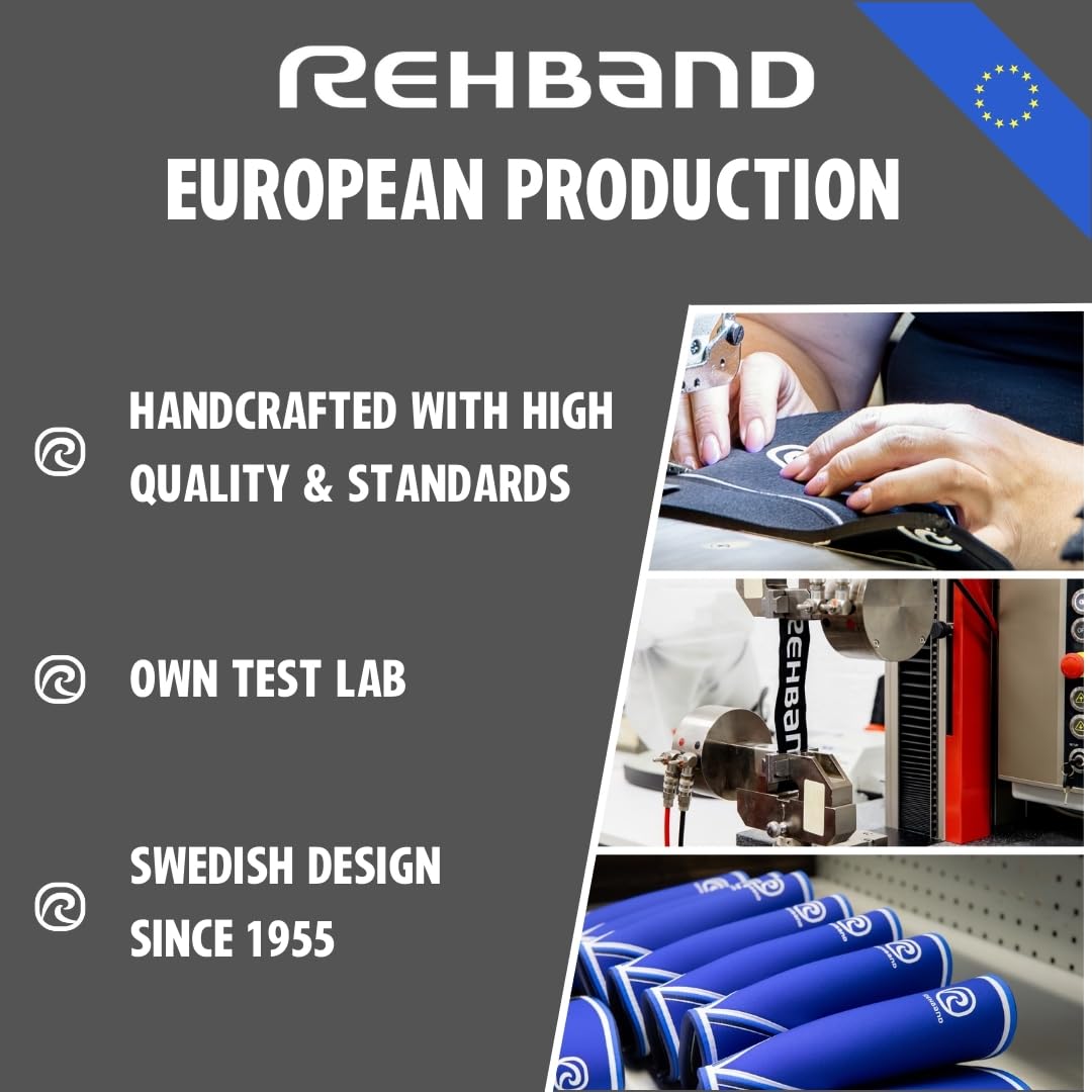 Rehband Classic Knee Sleeve for Strength Training - 7mm Neoprene Knee Brace Competition, Weightlifting, Flexible & Non-Slip Knee Support for Men & Women with anatomic shape, Colour:Blue - 1 Pair, Size:X-Large
