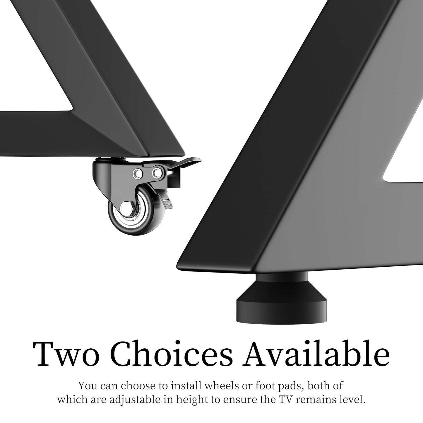 unho White TV Floor Stand with Wheels Shelves for 65 to 100 inch Large LCD/LED Flat Curved Screen up to 220lbs, Adjustable Heights TV Mount Stands VESA 800x600mm, Rolling TV Stand for Bedroom Office