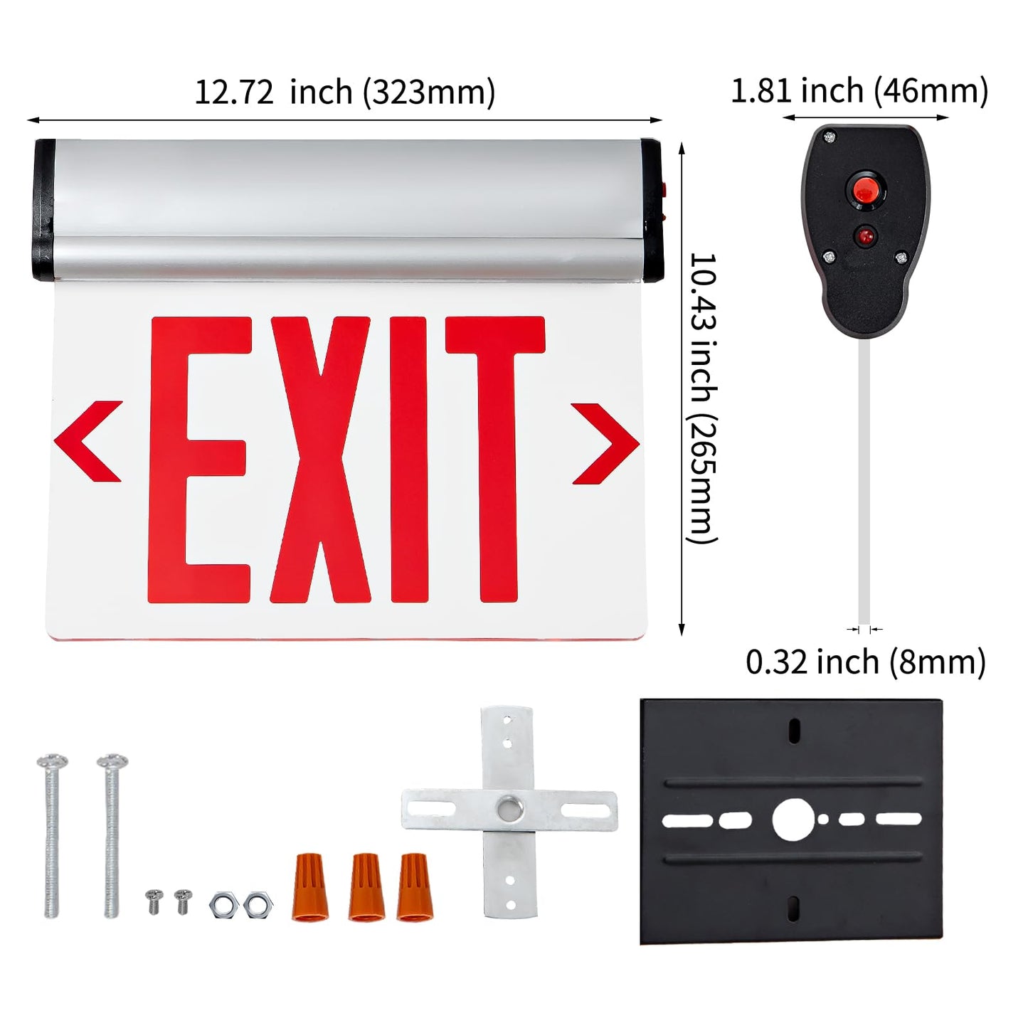TANLUX Red Exit Signs for Business, LED Edge Lit Exit Sign, UL 924, Hardwired Emergency Exit Lights with Battery Backup, Aluminum Housing with Rotating Acrylic Clear Panel, AC 120/277V, 2 Pack