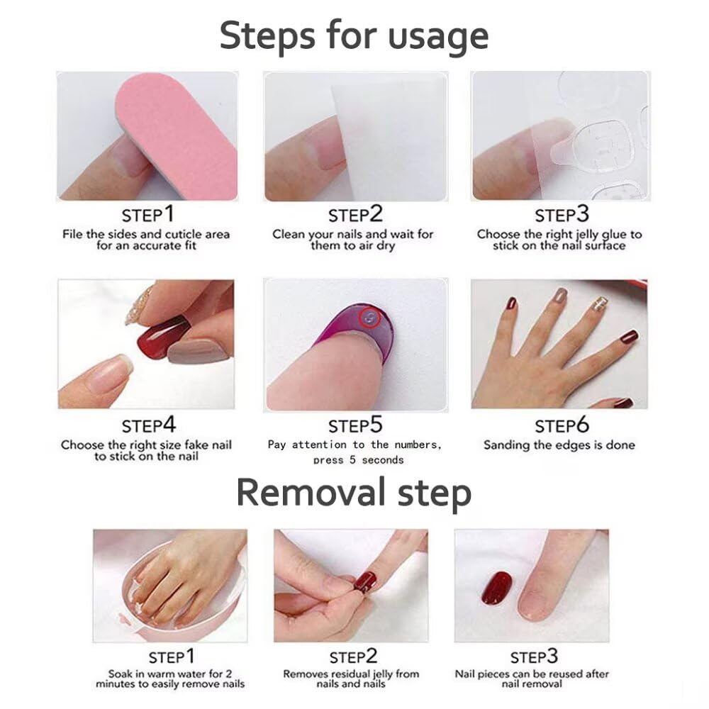 MAGLFELL Handmade Acrylic Long Almond Press On Nails, 3D Art Desigen False Nails for Women, Reusable ABS Material Fake Nails, 10 Pcs Almond Stick On Nails, DIY Nail Art At Home (Size M)