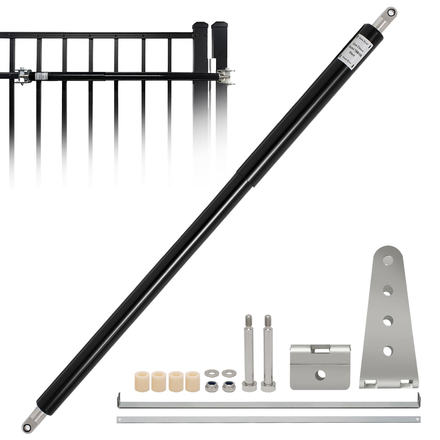 TB400 Outdoor Heavy Duty Gate Closer for 95 to 195 Pounds – Upgraded Hydraulic Gate Closer, Fits 44–72 Inch Gates – Ideal for Farm, Backyard, Pool, and Property Fencing (Black)