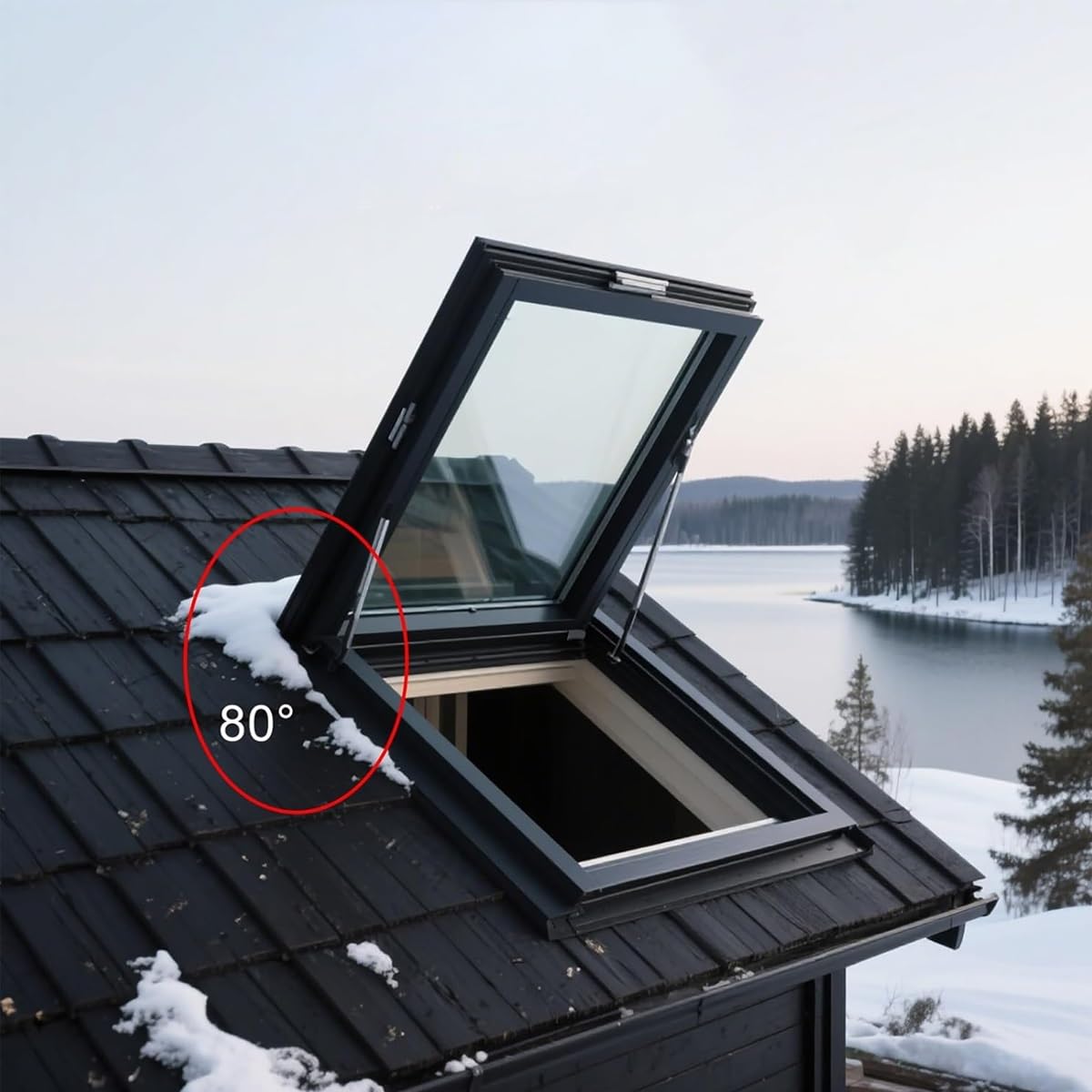 Auoriflex Skylight Windows for House Roof with Double Layer Tempered Glass, Roof Lighting Well Window for Indoor Attic, Aluminium Window Cover for Garage/Basement/Loft/Dark Room(27x14)