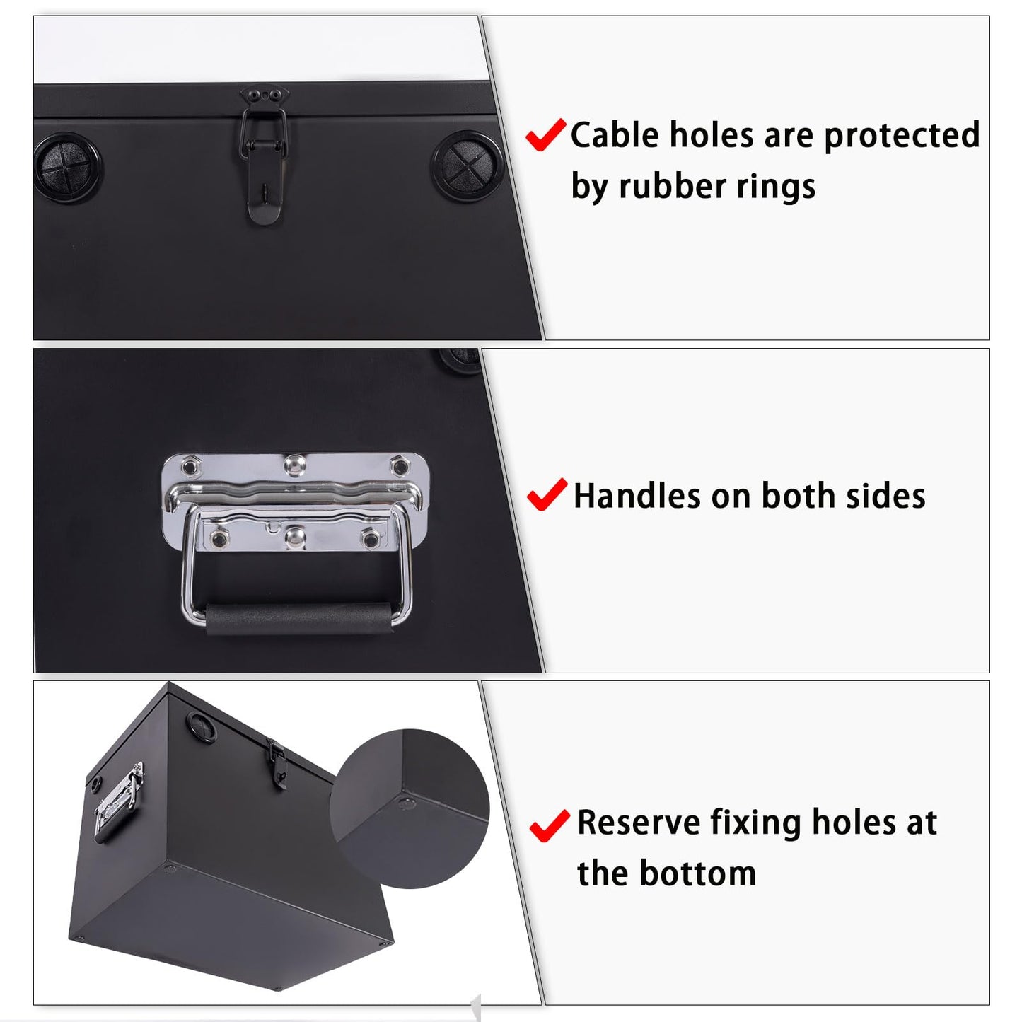 Peastorm 12V Car/RV/Marine Battery Box, Steel Battery Relocation Kit for Trailer, Boat, Trolling Motor, Kayak (Double Battery Box Black)