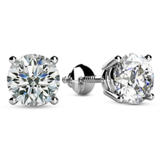 1 Carat Platinum IGI Certified LAB GROWN Round Cut Diamond Stud Earrings for Women 4 Prong Screw Back for her MADE IN USA (E-F Color, VS1-VS2 Clarity)