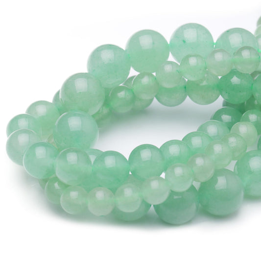 Chicager Natural Stone Beads for Jewelry Making,8mm Green Aventurine Polished Smooth Round Gemstone Beads for Bracelet Necklace 15 Inch