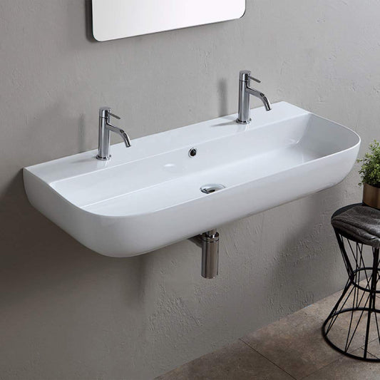 Scarabeo 1813B-Two Hole Bathroom Sink, One Size, White