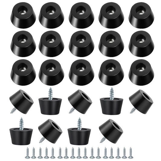 24PCS Hard Rubber Feet for Cutting Board(0.79X0.5inch), Furniture Pads with Screws, Kitchen Countertop Protectors for Boards and Appliances