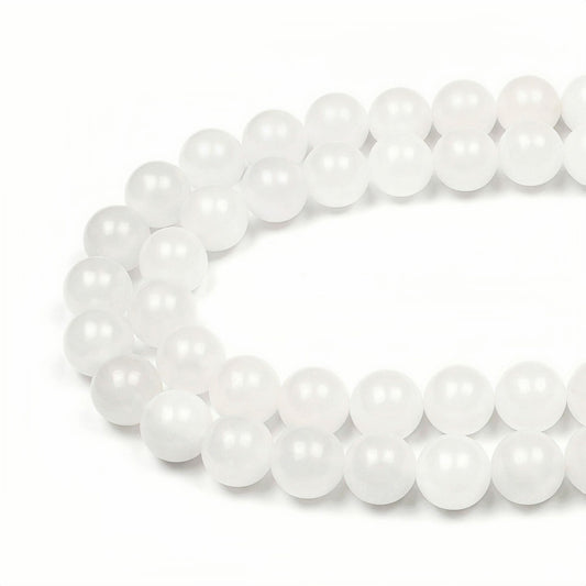 MJDCB Beads for Energy Bracelets Yoga Bracelet DIY Bracelet Natural Stone Beads White Jade 38 Pieces, 10mm