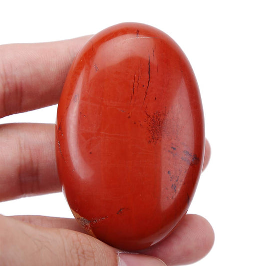 Loveliome Natural Red Jasper Oval Polished Worry Stones, Healing Crystal Indoor Fountain Stones Massage Energy Anxiety Relief Items