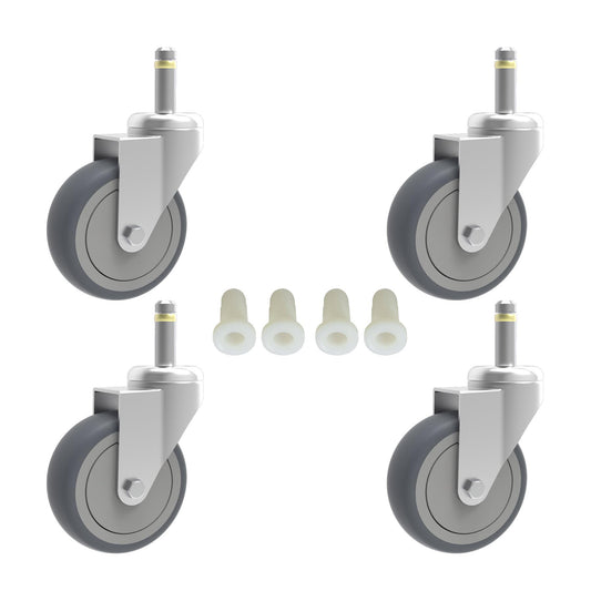 RILIDRI 2-Inch Swivel Stem Caster, 7/16-Inch Stem Diameter Rubber Wheel, Thermoplastic Rubber TPR Replacement Wheels for Weber Grill Shop Vac - 4 Pack