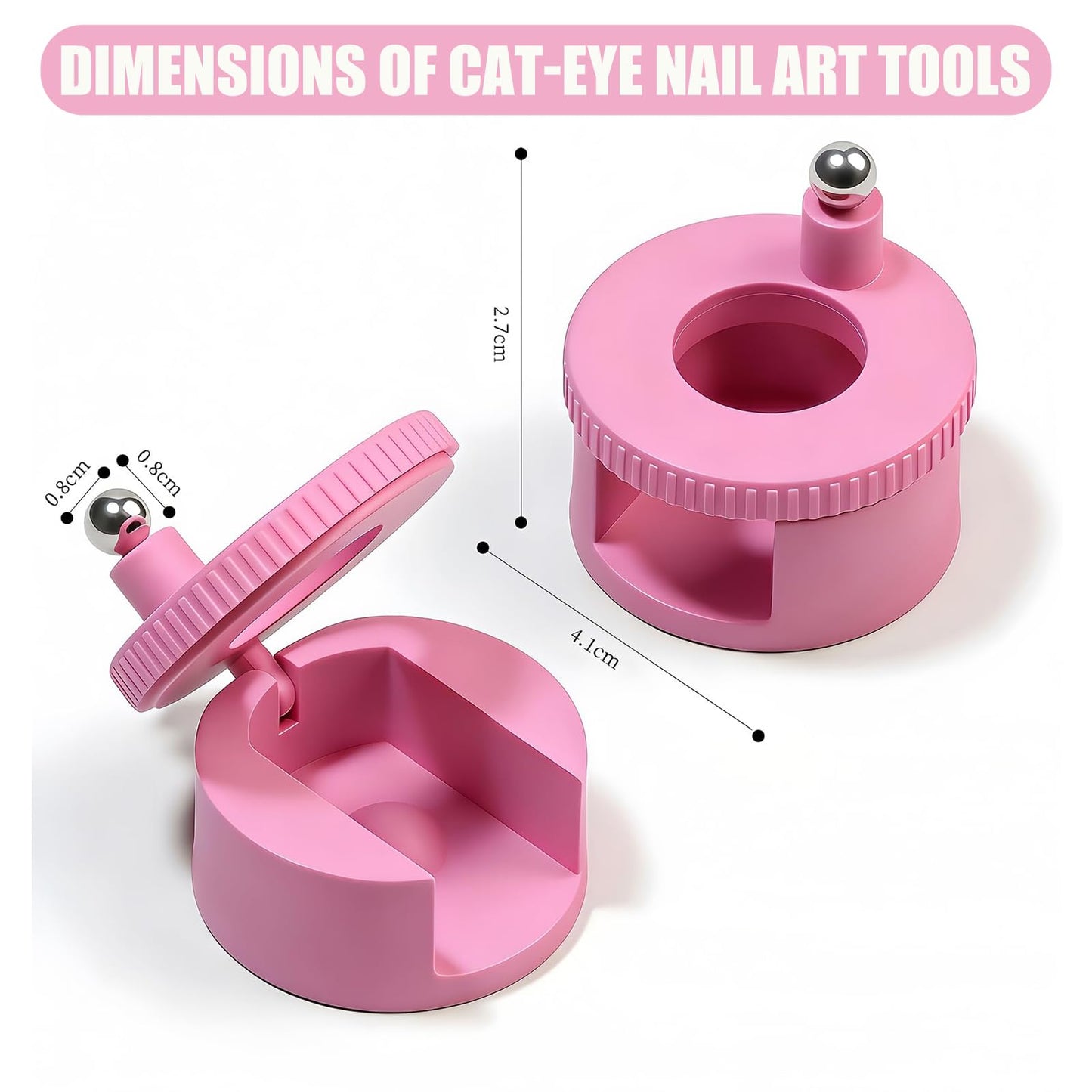 360°Rotating Cat Eye Magnet Tool with Ball Magnet, Uniform Magnetic Force for Beginners DIY Glossy & Salon Cat Eye Nail Designs