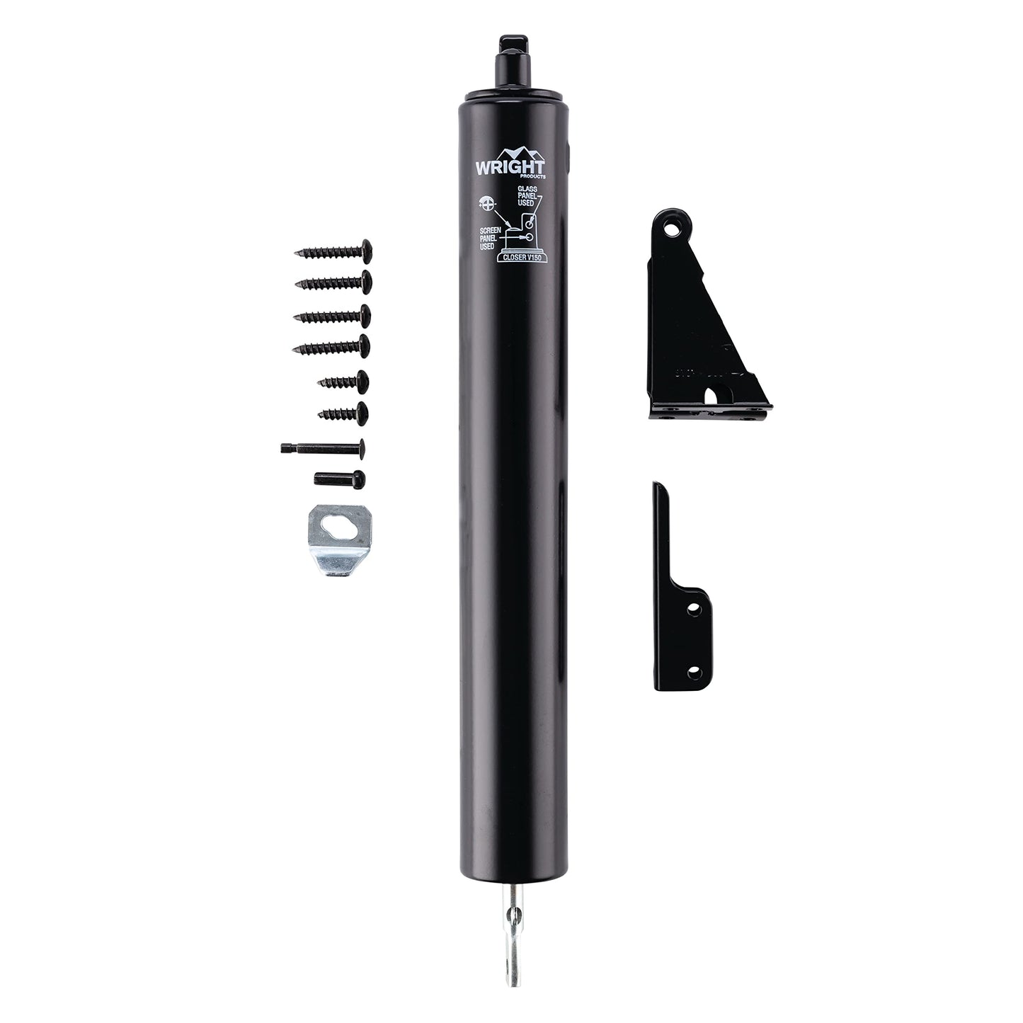 Wright Products Heavy-Duty Pneumatic Storm Door Closer – Durable, Adjustable, Quiet-Closing with Hold-Open Feature (Transitional, Black)