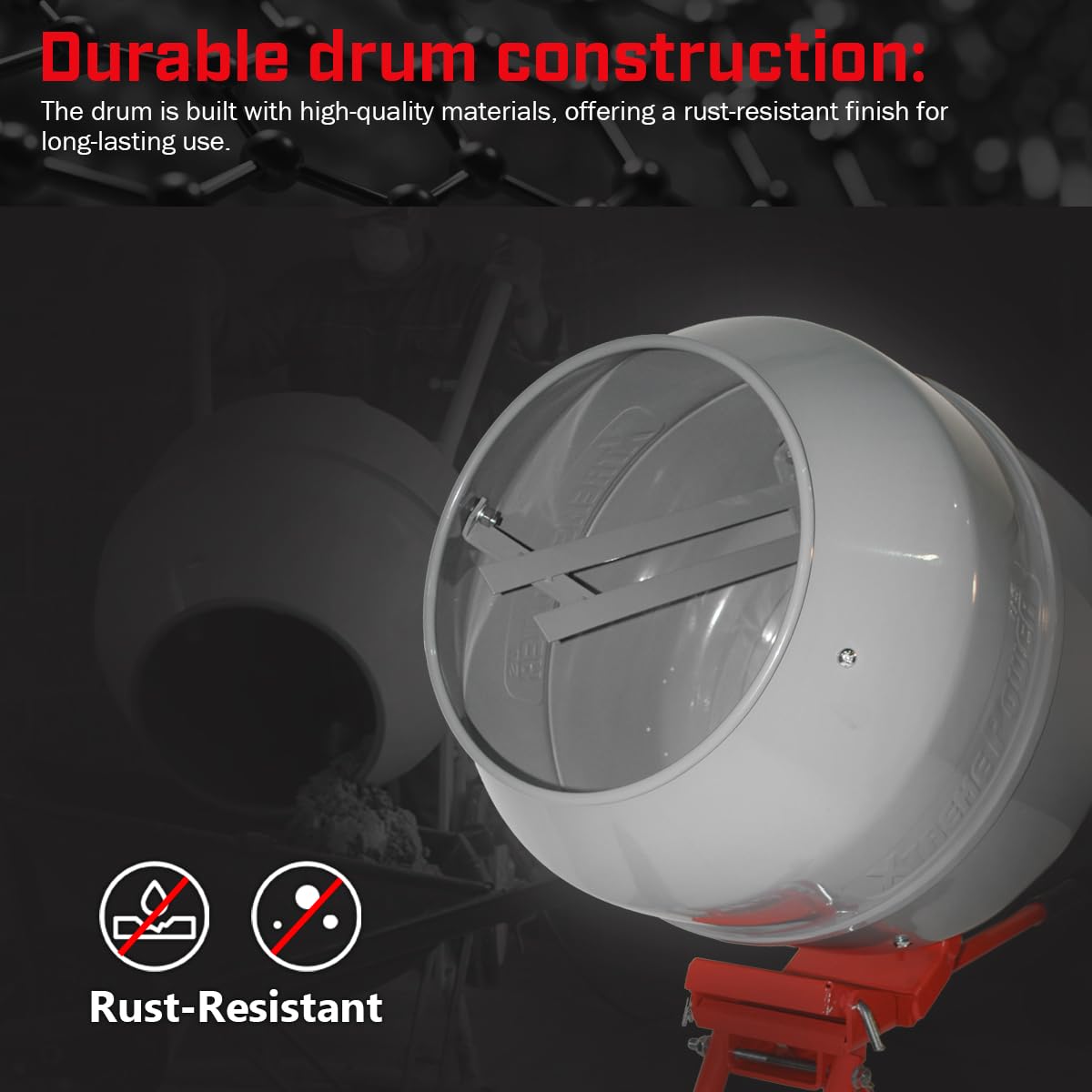 XtremepowerUS 4.6 cu. ft. Cement Mixer Portable Mixing Cement Mixer Drive Gearbox 560W Portable Electric Concrete Mortar Barrow Machine