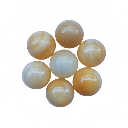 Sunshcat Natural Yellow Jade 0.78 Inchs Crystals and Healing Stone Ball Set,Home Desktop Feng Shui Array Decoration(7 Pieces) ﻿