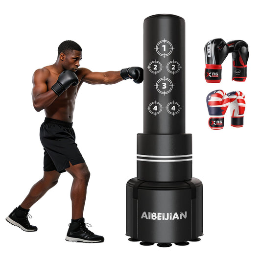Freestanding Punching Bag with Gloves,Heavy Boxing Bag with Numbered Target Zones,Heavy Duty Full-Protection Base, Boxing Training Equipment