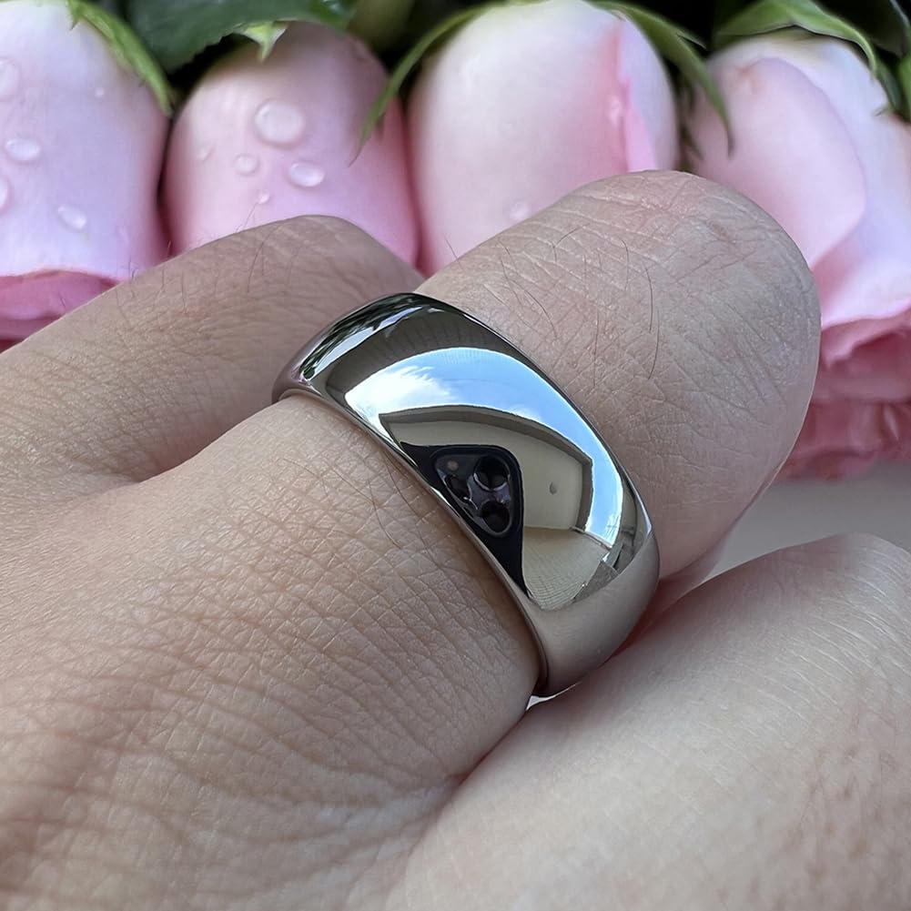 TUTISS 8mm Tungsten Rings for Men Women Engagement Wedding Bands Domed Polished Comfort Fit Size 11