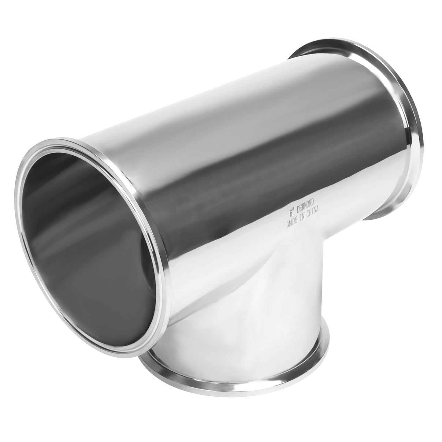 DERNORD Clamp Tee 3 Way Stainless Steel 304 Sanitary Fitting Fits 6" Ferrule Tri-clamp (Pipe OD 152mm)