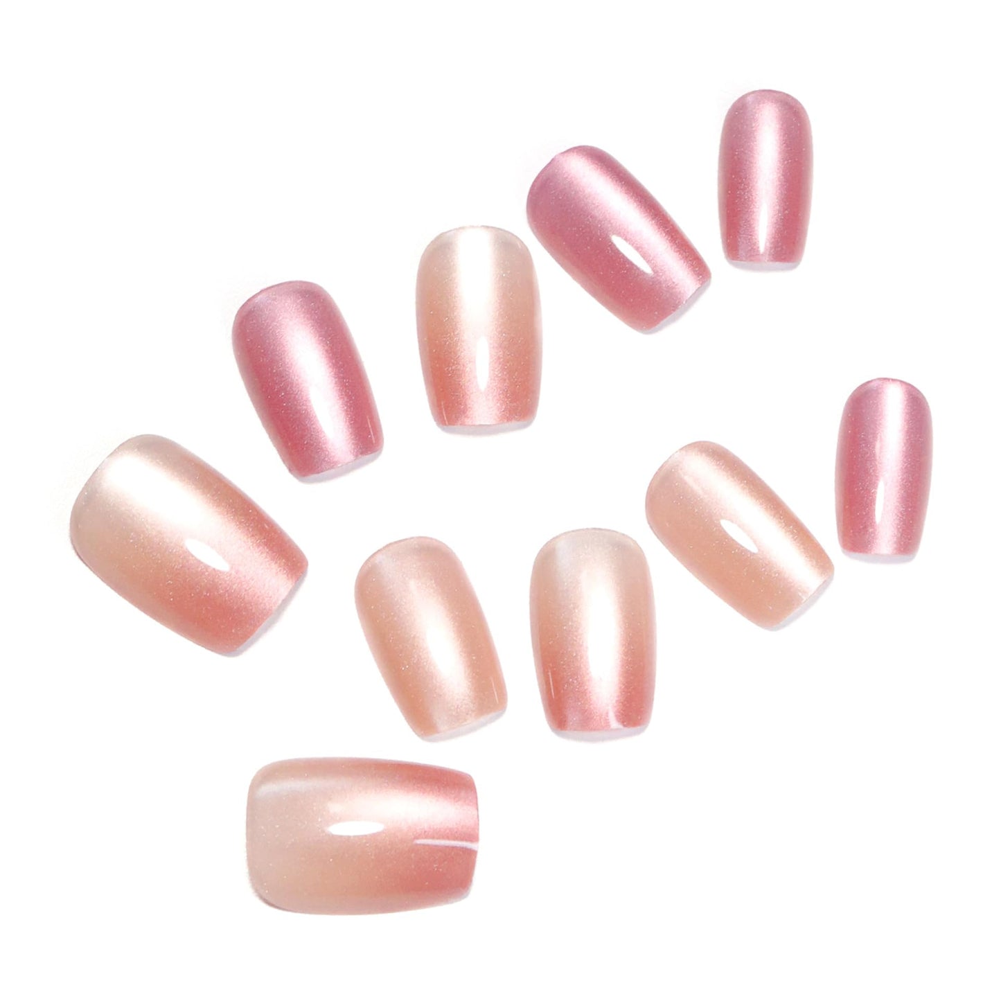 ORZOLATENT Nude Pink Glossy Press On Nails Short Square - 10PCS Fake Nails with Nail Kit, Reusable Stick On Nails with Glue Tabs for Women Girls, Natural Look Artificial Nails for Daily Wear