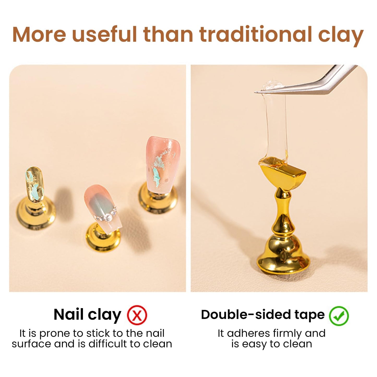 ESUOHYM 1696 Double Sided Tape for Press On Nails Stand holder Sticky Tabs Nail Art Accessories Nail Display Tape Clear False Tip Adhesive Tape for Practice Design DIY Home Salon