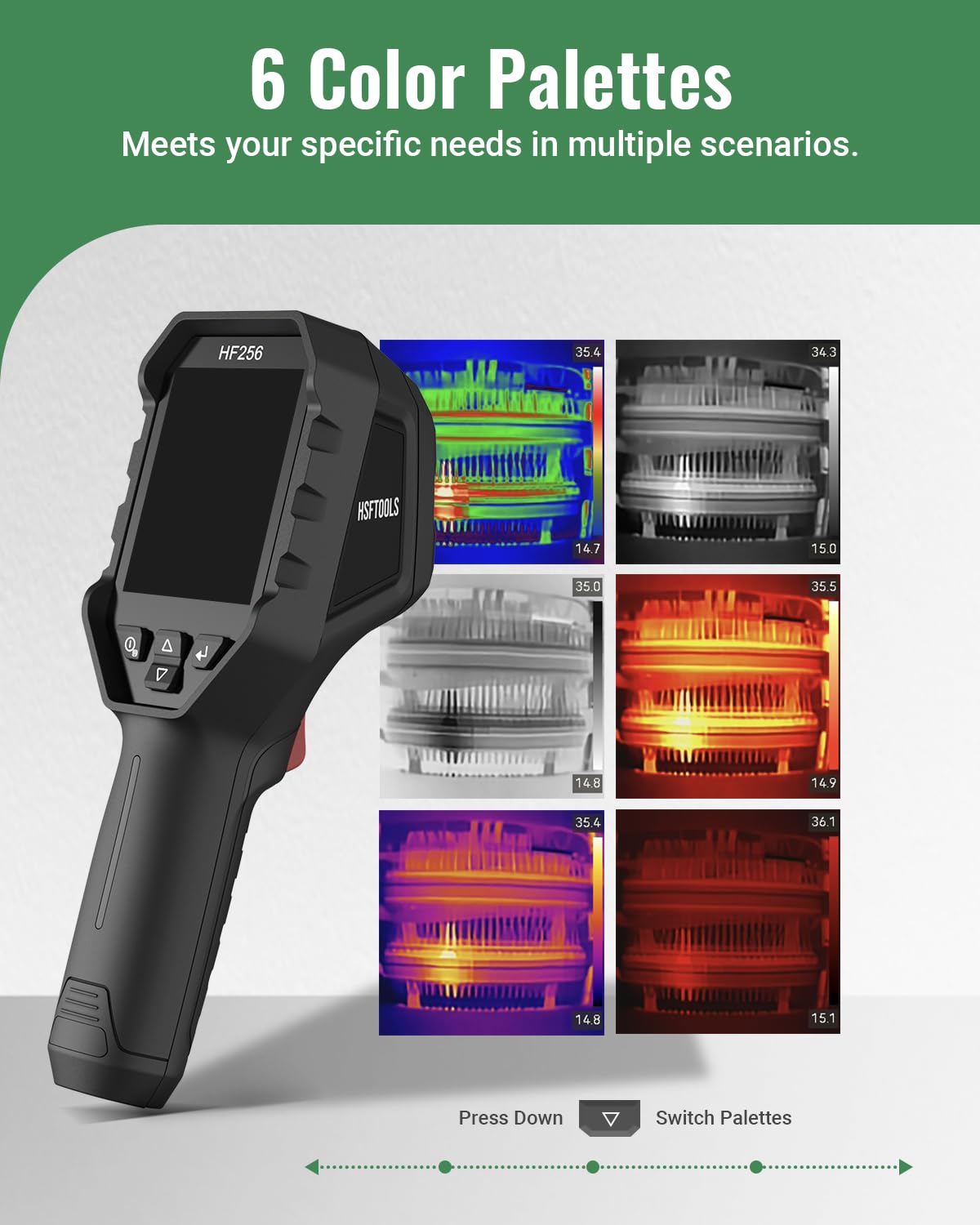 HF256 Thermal Imaging Camera, 256 x 192 IR Resolution, Super Resolution 320 x 240 Therma Camera, 3.2" LCD Screen, 25 Hz Frame Rate, High/Low-Temperature Alarm, 16 GB Storage Infrared Camera