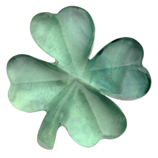 Hguxmcu Natural Fluorite Four Leaf Clover - Feng Shui Lucky Crystal for Love Positivity, Polished Healing Stone Decor, Birthday Gift for Her Gift for Women Men