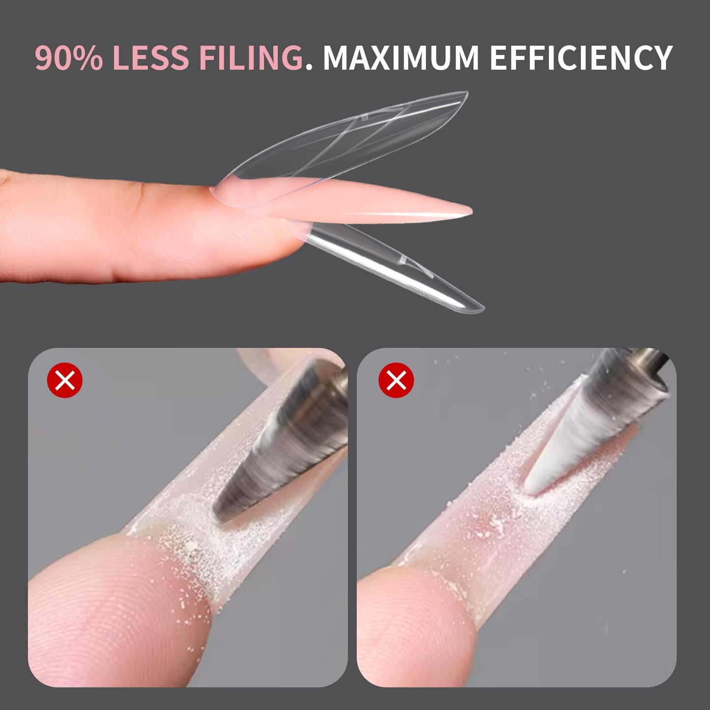 Makartt Sandwich Dual Nail Forms: Long Almond Shape Molds for Gel Extension, 280Pcs 14 Sizes,Extend for Builder, Poly Nail Gel or Acrylic System, Reusable, Easy and Quick Home Salon Manicure DIY