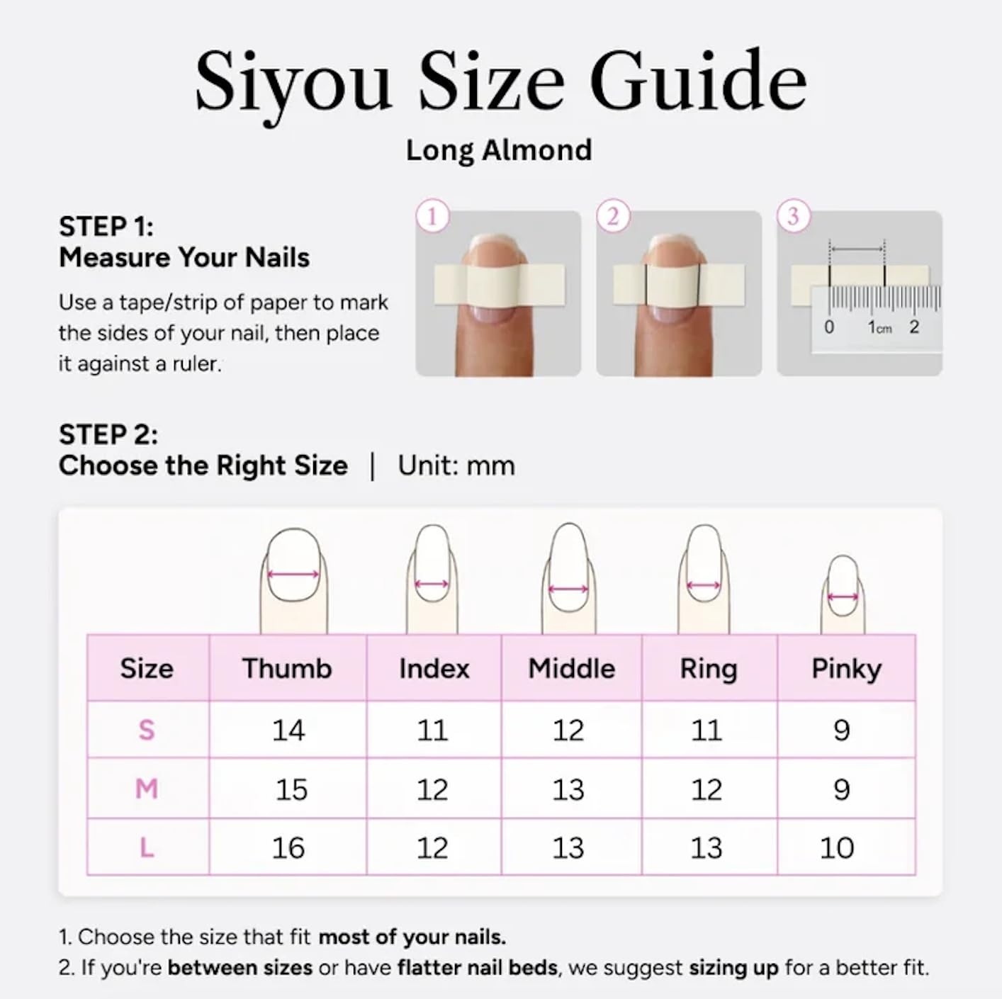 SIYOU Beauty | Love Sparkle | White Rhinestone Romantic Long Almond Press On Nails for Women (Large) - Reusable, Salon-Quality Fake Nails (10pc)